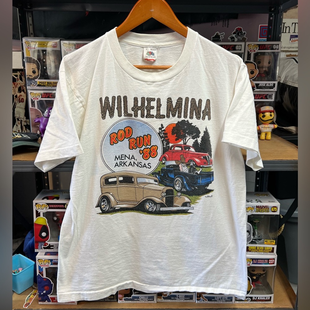 Vintage 1988 Wilhelmina Mena Arkansas Hot Rod Run Single Stitch Tee
